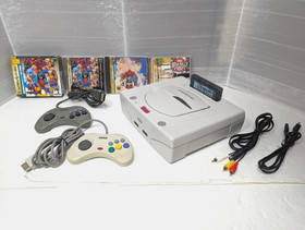 Sega Saturn White Console 4MB RAM X men VS Street Fighter Japan