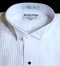 Tuxedo Park Shirt Men's Formal Wear L 30-31 White Pleated Front Wing Collar