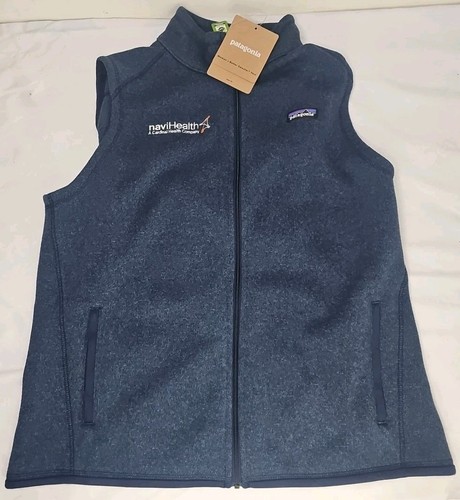Patagonia Better Sweater Vest Womens XL Slim Zip Up Embroidered Navy Blue NWT - Picture 1 of 7