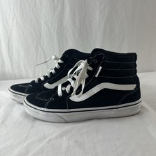 Vans Sk8 Hi Black White Youth Size 4 Skate Lace Up High Top Sneakers Excellent