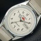 AUTOMATIC VINTAGE REFURBISHED SEIKO 5 JAPAN 6309A MENS WHITE WATCH a441182-1