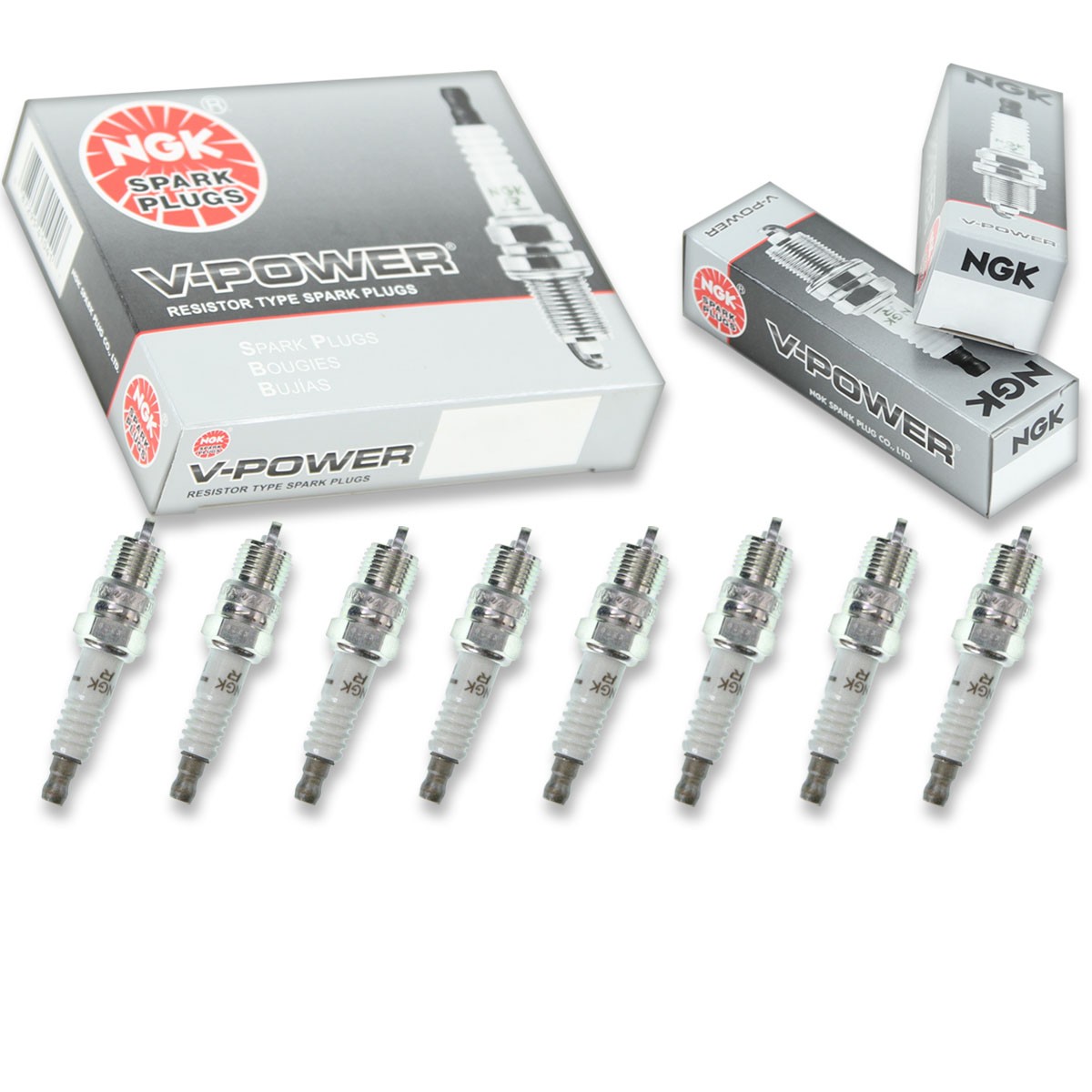 8pcs NGK 7773 V-Power UR6 Inboard Marine Spark Plug Tune Up Kit Set uu