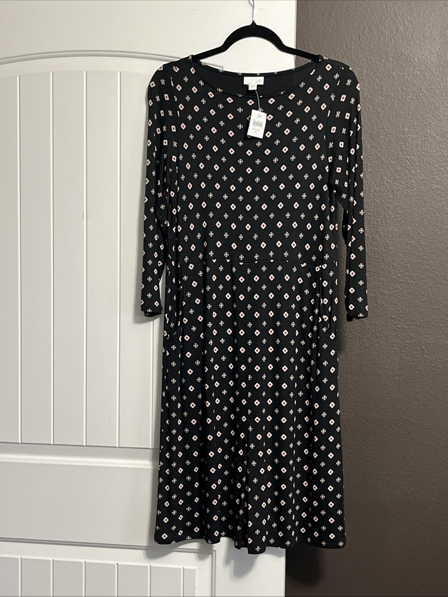 j jill black dress Sz Small Knit Stretch Pockets Basic Stretch Comfy Style NWT P Medium 351/2 center back J Jill Wearever Collection Black