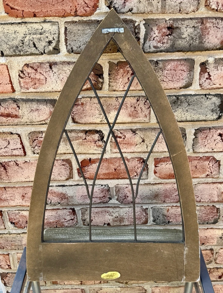 Gothic Wall Arch Shelf Distressed Wood And Metal Decor Country Charm 25” Sage - Image 4 of 4