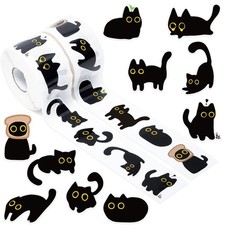 Black Cat Sticker Rolls for Kids Adults- 1000 Meme Kitten Decals