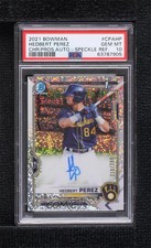 2021 Bowman Chrome Prospects Speckle Refractor Hedbert Perez PSA 10 Auto ff8