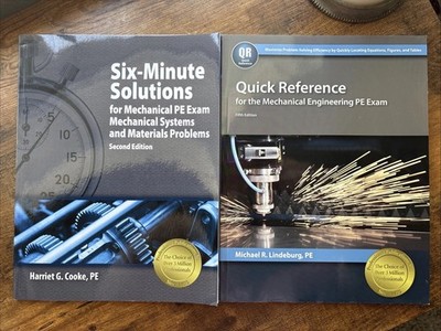 Mechanical PE Exam Prep Set Lindeburg Quick Reference & Six-Minute Solutions
