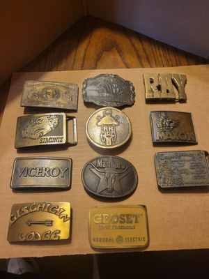 #ad VINTAGE 11 BRASS BELT BUCKLES MAXONVICEROYSIMONIZ. $30.00