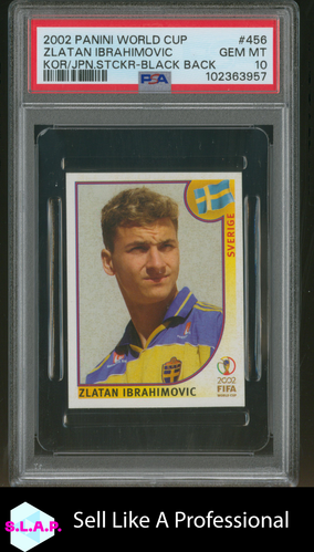 ZLATAN IBRAHIMOVIC BLACK BACK PANINI WORLD CUP KOR/JPN STICKERS 2002 456 PSA 10