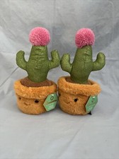 Lot of 2 Plush 9  Saguaro Cactus Pink Flower Sparkly Green FAO Schwarz Sparklers