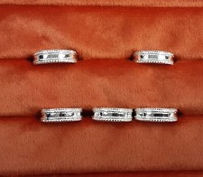 New, Set Of 5 Sterling Silver Adjustable Rings Of Various Sizes 4.5, 6.5