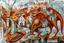 Original painting Oil canvas Symbolism modern ART by Pronkin 2021