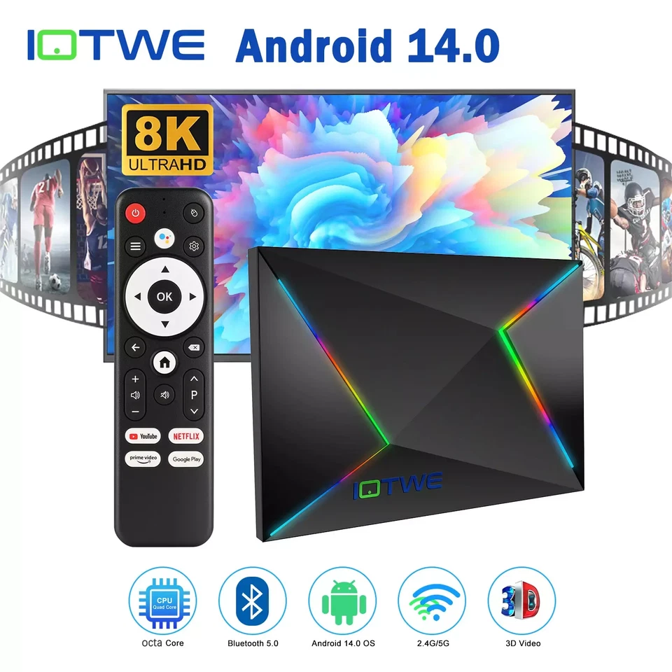 2025 NEW Smart TV BOX Android 14 4/64GB 2.4G/5G WIFI6 Media Player Octa Core - Image 2 of 4