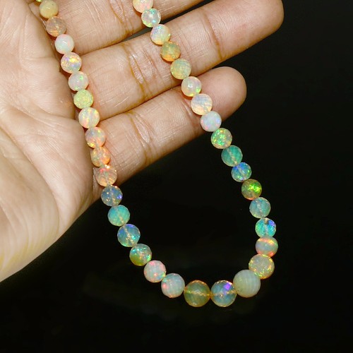 Ethiopian Opal Beads Blue Fire Round opal Beaded rainbow Opal Beads Gift 1185 - Picture 3 of 3