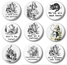 ALICE IN WONDERLAND (Various Designs) - 1" / 25mm Button Badge - Cute Novelty