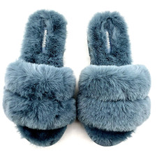 Michael Kors Women's Alfie Fluffy Cozy Faux Fur Lug Sole Slide Slippers - Size 5