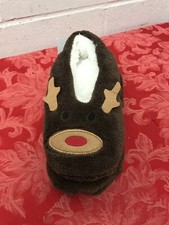 Cute Home Slippers Reindeer Warm Winter Kids Lined Indoor House Shoes NWT