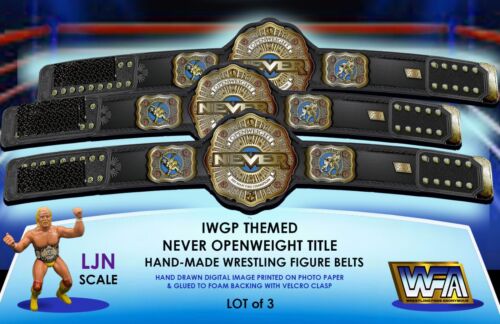 IWGP Hand Made Ljn Scale Never Openweight Wrestling Figure Belts Lot Of 3 - Picture 1 of 5