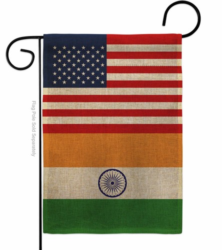 India EE. UU. Arpillera Jardín Bandera Decorativa Pequeño Regalo Patio Casa Estandarte - Imagen 2 de 19