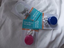 Unisex Nose Clip, Ear Plugs and Carrying Case Set, Pink, Blue, White NEW!