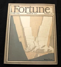 VINTAGE MARCH 1931 "FORTUNE" MAGAZINE COVER ART BY NORMAN REEVES ~ OIL INDUSTRY