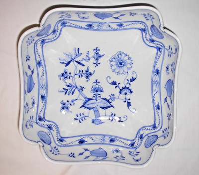 Large Antique Ernst Teichert Meissen Blue Onion Porcelain Serving Dish