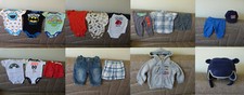 Lot of 18: Baby Boy  s Clothing Romper Hoodie Cap Shorts etc. Sz 3  6, 6  9, 6  12M