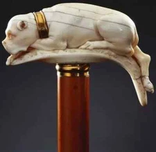 wooden walking stick hand carved Dog wooden walking cane