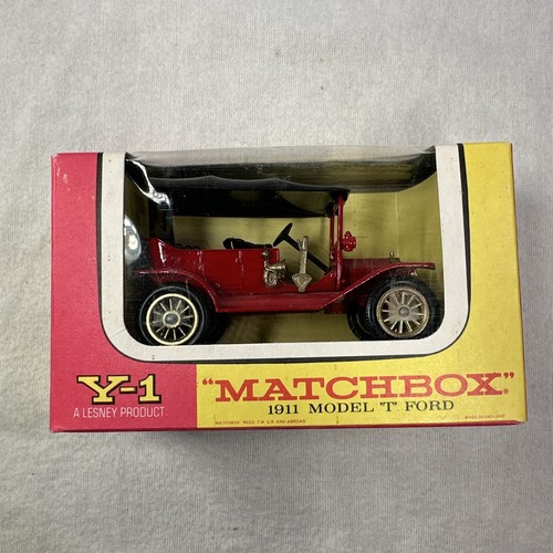 Matchbox Models of Yesteryear, No Y-1 1911 Model T Ford, Red Variant, Mint with Original F Box, Lesney, Vintage, Made in England Matchbox Models of Yesteryear, No Y-1 1911 Model T Ford, Red Variant, Mint with Original F Box, Lesney, Vintage, Made in England