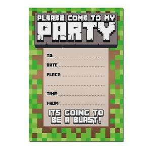 DIY BIRTHDAY INVITATIONS Minecraft Themed invite invites A6 party supplies