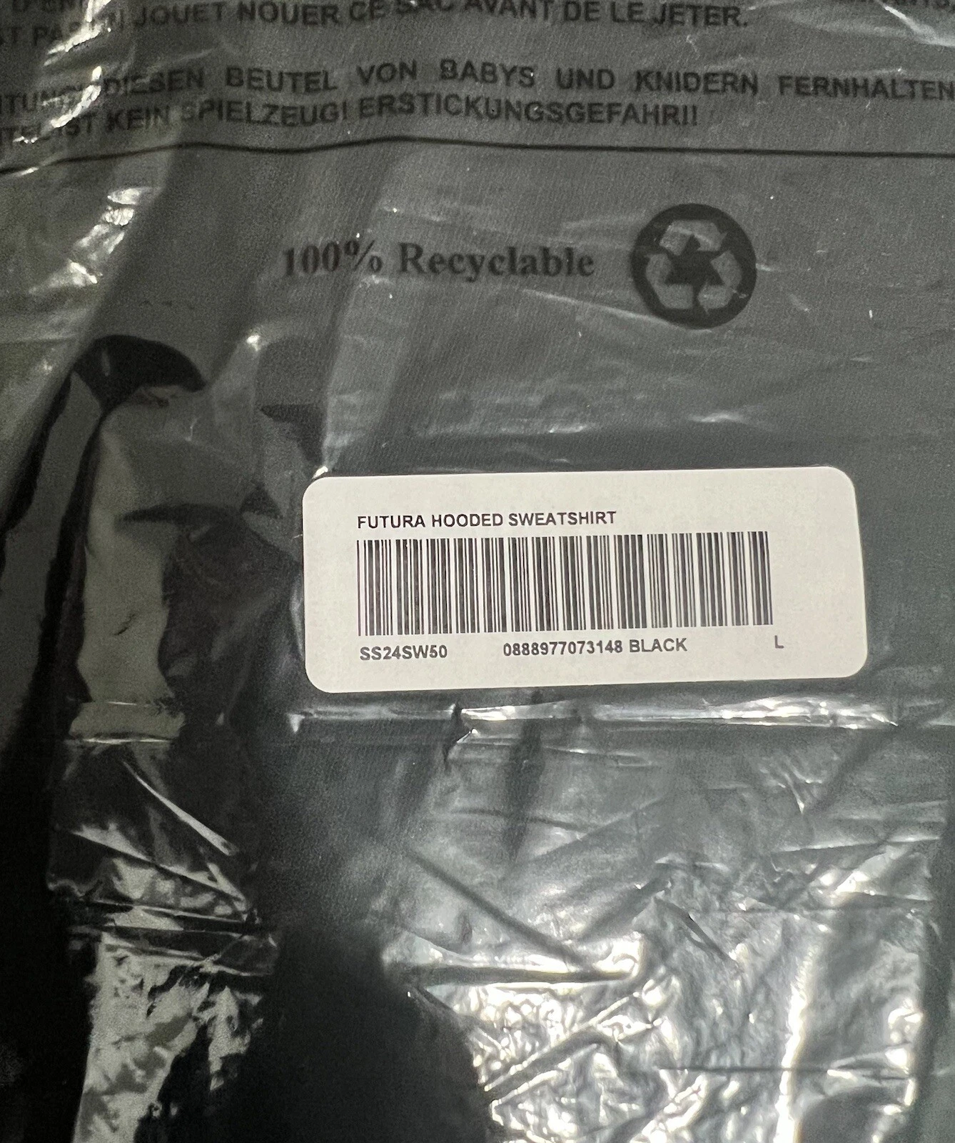 Felpa nera con cappuccio Supreme Future logo ricamato L felpe stile top