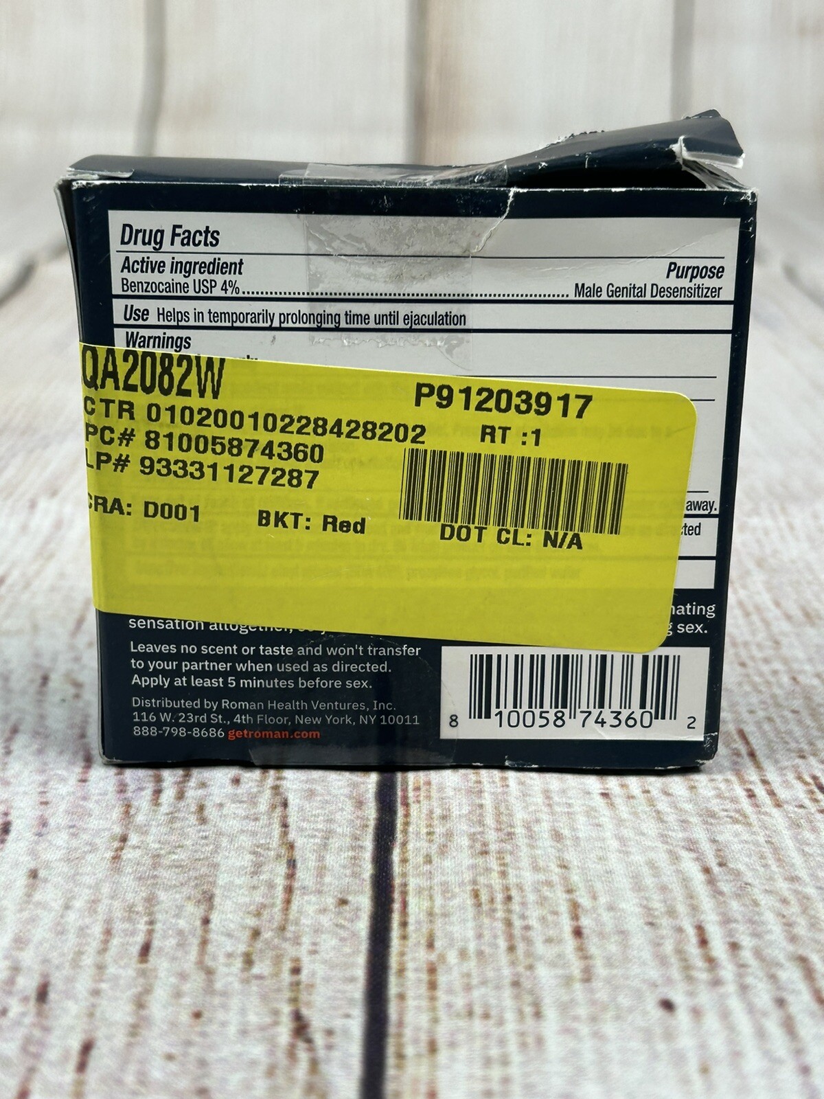 Roman Swipes 4 Male Desensitizing Benzocaine Wipes, 5 Pack