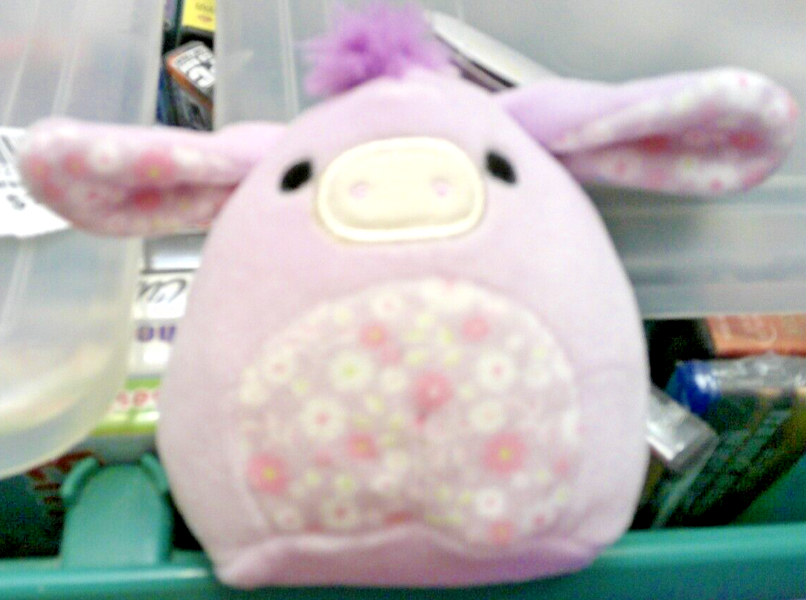 Squishmallows Delzi Purple Floral Donkey Clip On KEY CHAIN Plush