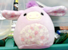 Squishmallows Delzi Purple Floral Donkey Clip On KEY CHAIN Plush NWT FREE SHIP