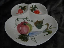 3-Section Chip And Dip Server-Hand Painted, Made in Italy/EXCELLENT CONDITION