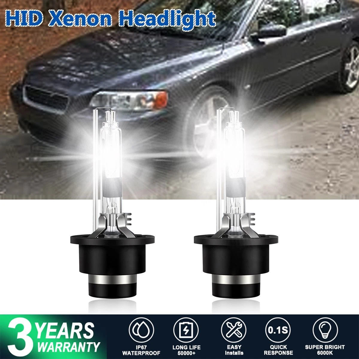 2x New D2R Xenon HID Headlight Bulbs For Volvo S60 S80 V70 XC70 XC90 2004 2006