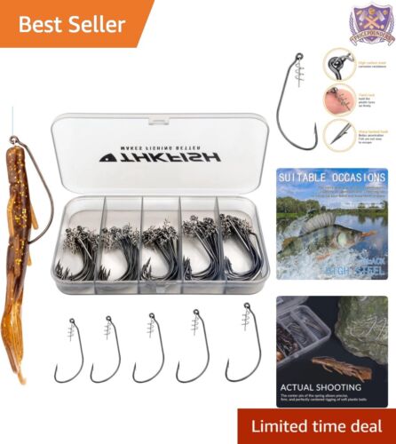 High Carbon Steel 60PCS Fishing Hooks - Twist-Lock Design for Anglers