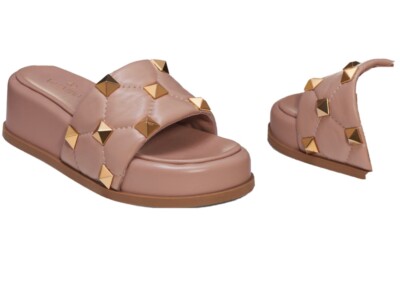 Valentino Roman Rockstud Slides Size 12 NWT Roman Stud leather slides in black - Valentino Garavani  main image 3
