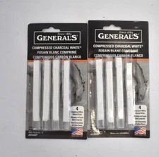 Lot of 8 General's Charcoal White Compressed Sticks 4/Pack 2B 4B 6B GP958BP