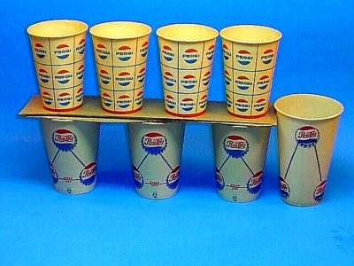 EIGHT VINTAGE PEPSI SODA PAPER CUPS~ONE 12 OZ~THREE 10 OZ~FOUR 7 OZ