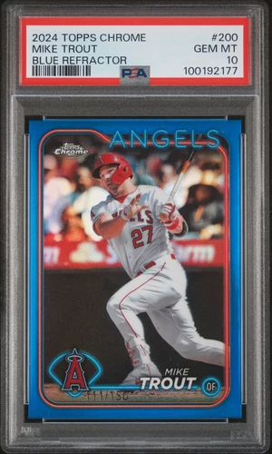 2024 Topps Chrome #200 Mike Trout Blue Refractor /150 PSA 10