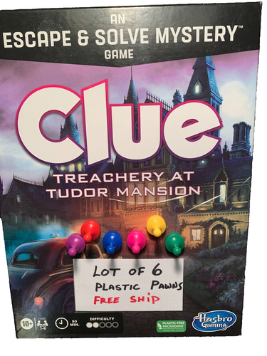 Lotto 6 pedine plastica indizio TREACHERY AT TUDOR MANSION 2022 ricambi gioco - Foto 1 di 5