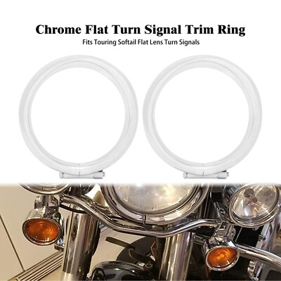 Chrome Visor Flat Style Turn Signal Trim Ring Fit for Harley FLST FLSTF FLHTC