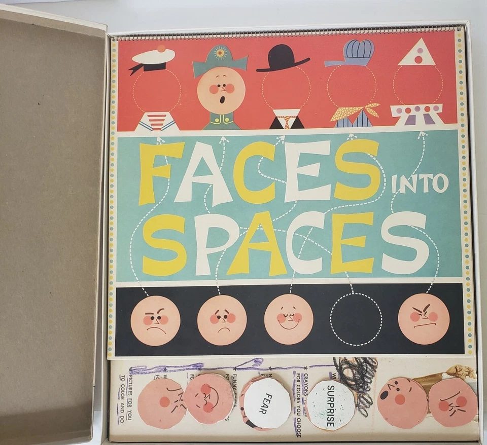 Faces Into Spaces Milton Bradley. Vintage 1962. Board coloring Game. - Image 2 of 4