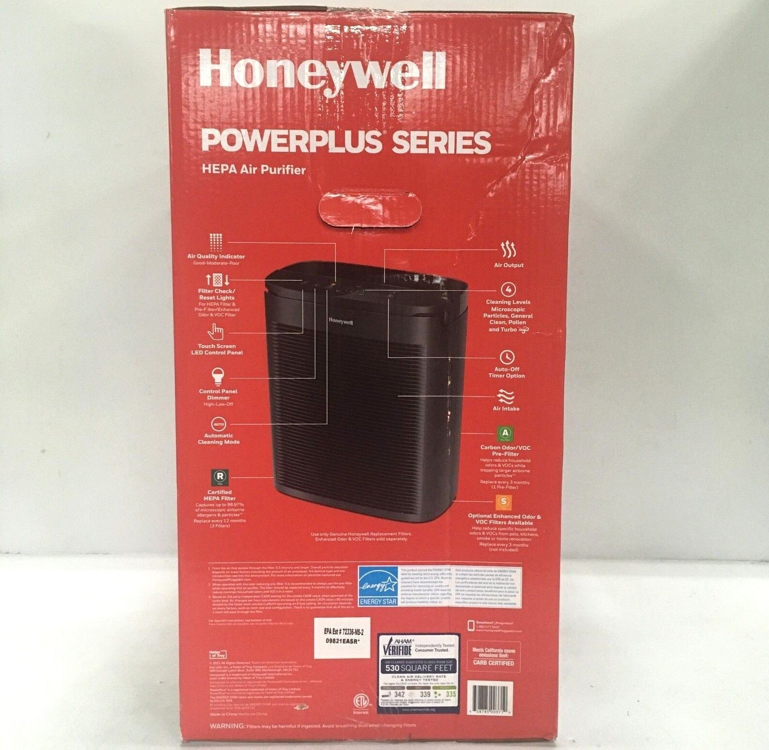 Honeywell PowerPlus Air Purifier HPA3300B HEPA Filtration 530' sq