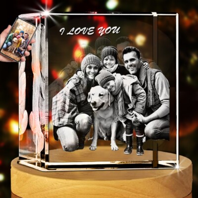 Personalized 3D Photo Crystal Valentines Day Gift Custom Engraved Family Picture
