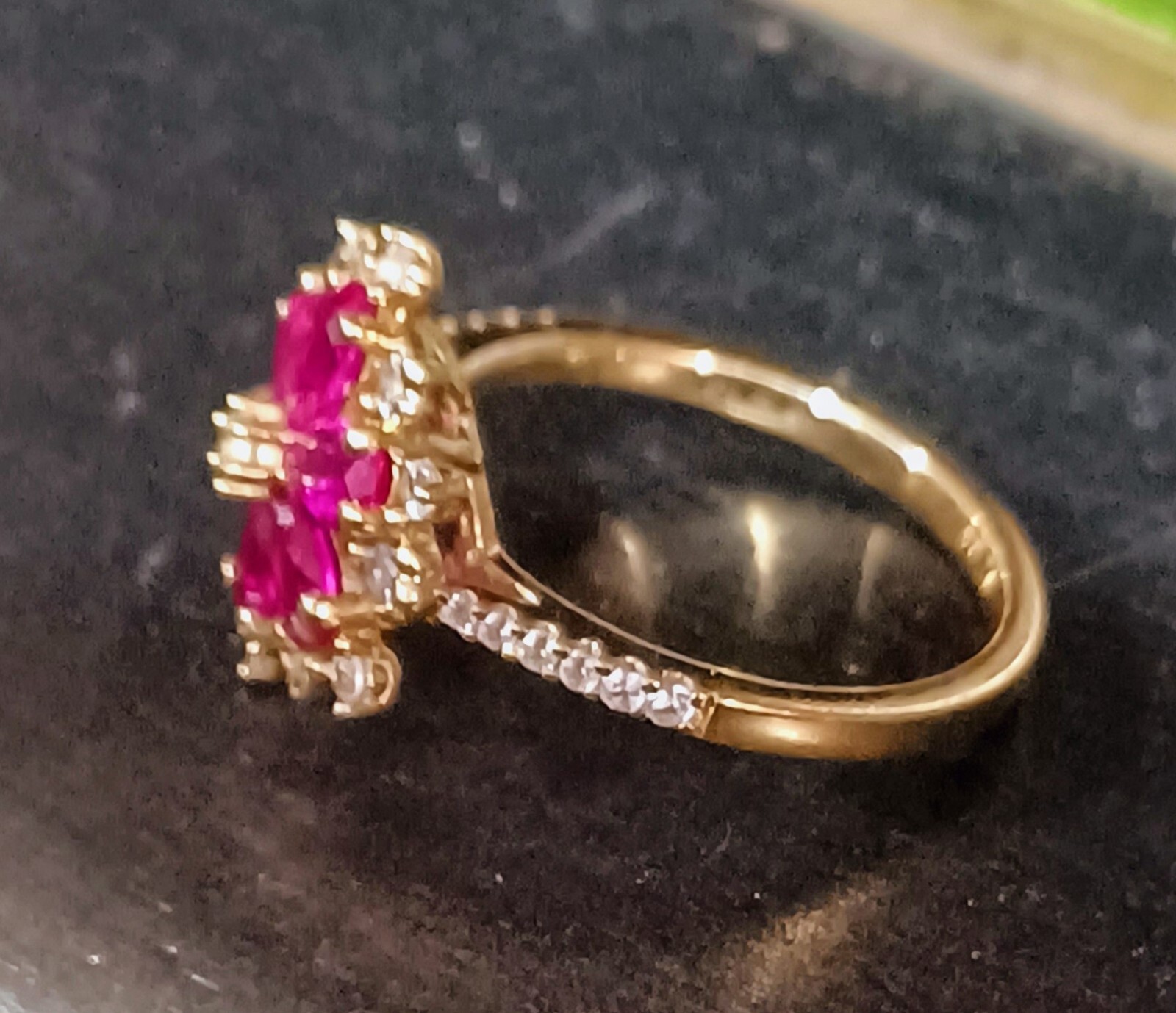 YG Over Sterling Silver Lab Created Ruby & White … - image 4