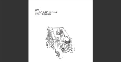 2017 Honda PIONEER SXS500M2 SxS Maintenance and Owner's manual