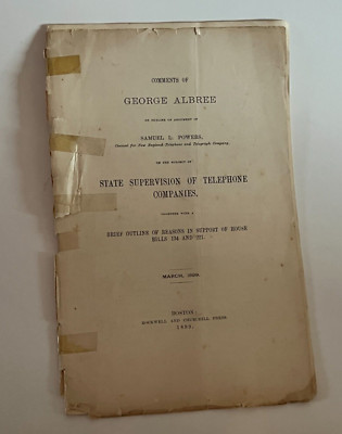 1899 Pamphlet NE Telephone & Telegraph Co Proposed Legislation State Supervision