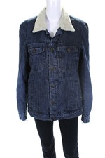 Cody James Womens Blue Cotton Shearling Lining Long Sleeve Denim Jacket Size S